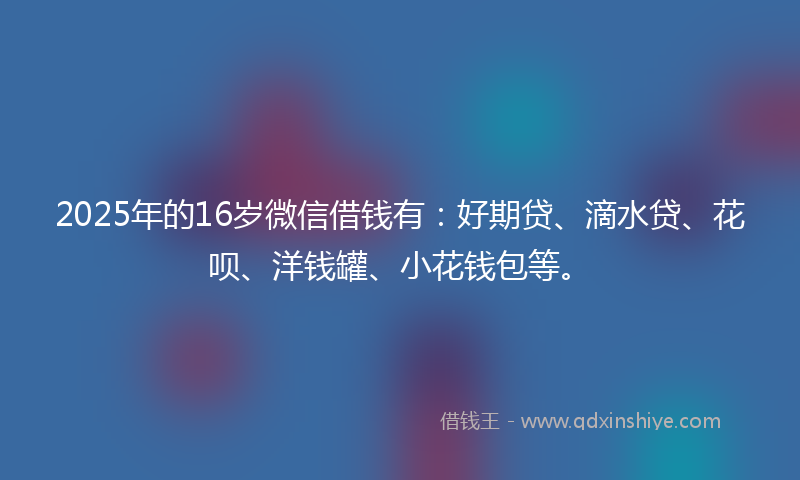 2025年的16岁微信借钱有：好期贷、滴水贷、花呗、洋钱罐、小花钱包等。