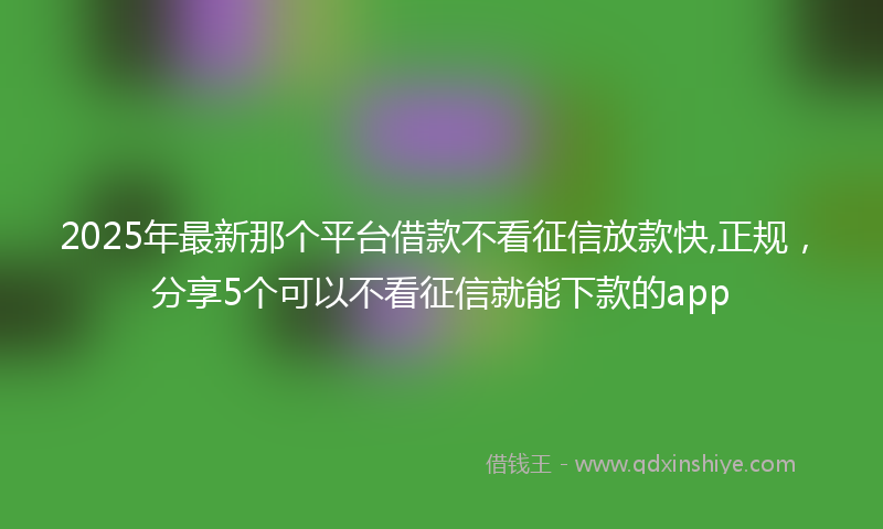 2025年最新那个平台借款不看征信放款快,正规，分享5个可以不看征信就能下款的app