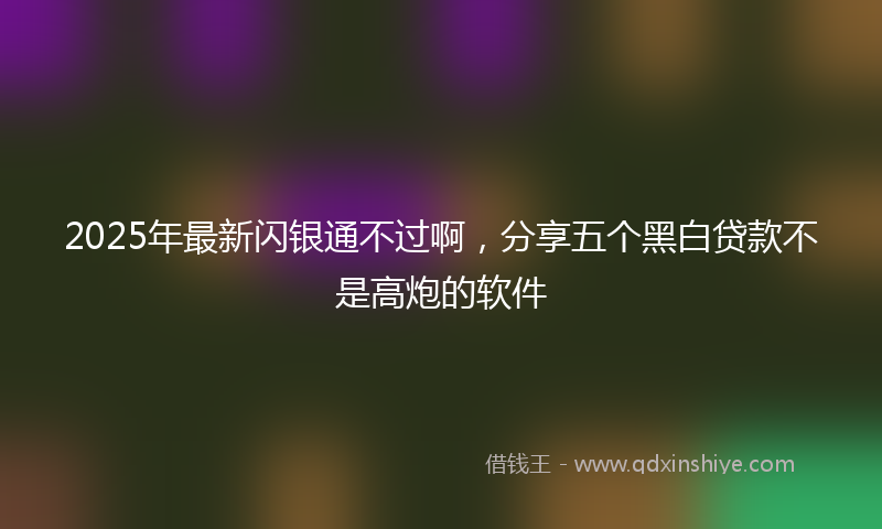 2025年最新闪银通不过啊,分享五个黑白贷款不是高炮的软件