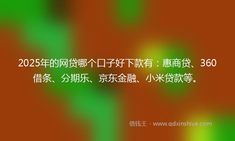 2025年的网贷哪个口子好下款有：惠商贷、360借条、分期乐、京东金融、小米贷款等。