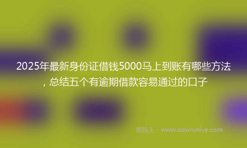 2025年最新身份证借钱5000马上到账有哪些方法，总结五个有逾期借款容易通过的口子