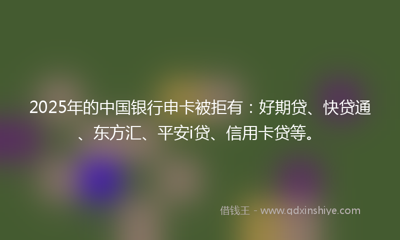 2025年的中国银行申卡被拒有：好期贷、快贷通、东方汇、平安i贷、信用卡贷等。