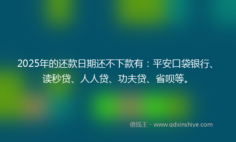 2025年的还款日期还不下款有：平安口袋银行、读秒贷、人人贷、功夫贷、省呗等。