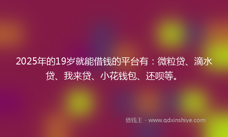 2025年的19岁就能借钱的平台有：微粒贷、滴水贷、我来贷、小花钱包、还呗等。