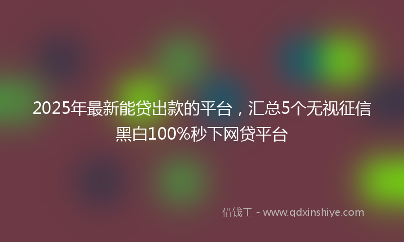 2025年最新能贷出款的平台，汇总5个无视征信黑白100%秒下网贷平台