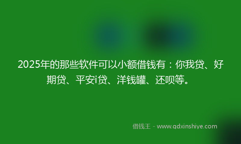 2025年的那些软件可以小额借钱有：你我贷、好期贷、平安i贷、洋钱罐、还呗等。