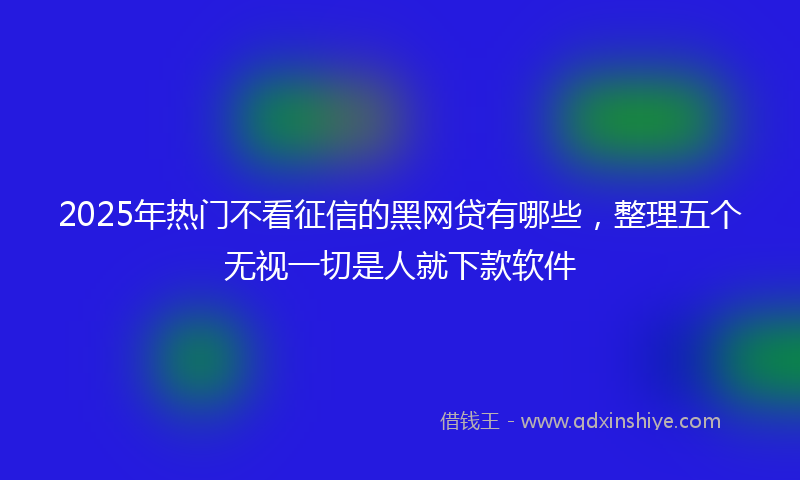 2025年热门不看征信的黑网贷有哪些，整理五个无视一切是人就下款软件