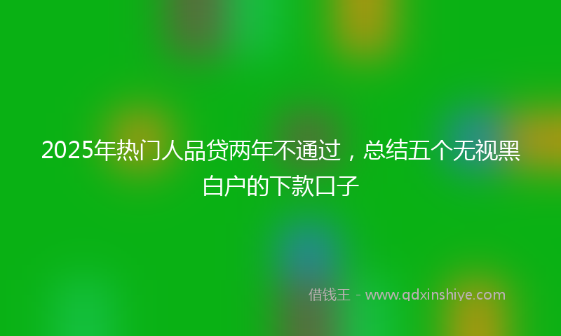 2025年热门人品贷两年不通过，总结五个无视黑白户的下款口子