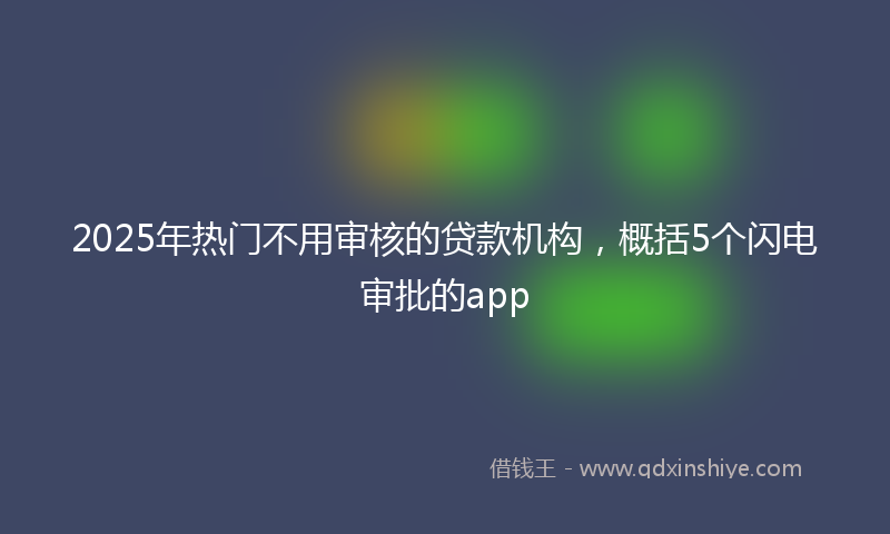 2025年热门不用审核的贷款机构，概括5个闪电审批的app