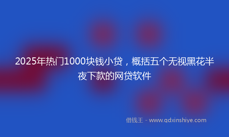 2025年热门1000块钱小贷，概括五个无视黑花半夜下款的网贷软件
