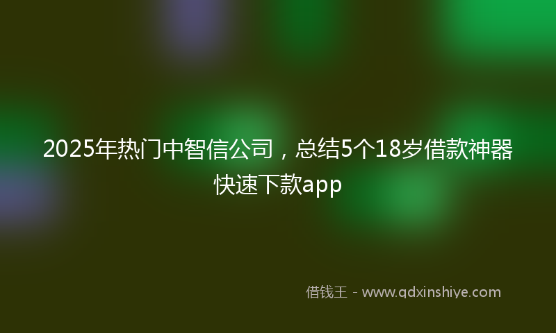 2025年热门中智信公司，总结5个18岁借款神器快速下款app