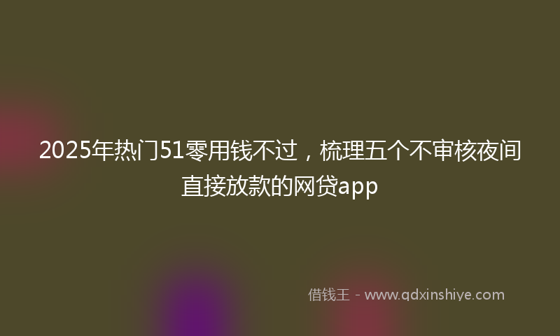 2025年热门51零用钱不过，梳理五个不审核夜间直接放款的网贷app