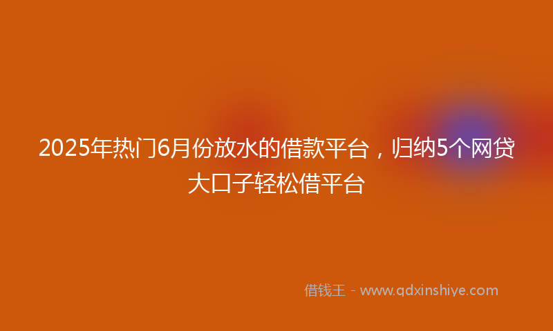 2025年热门6月份放水的借款平台，归纳5个网贷大口子轻松借平台