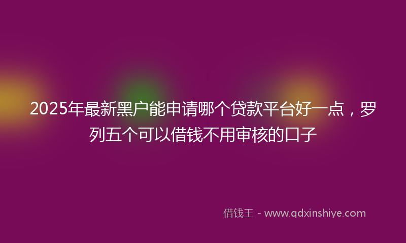 2025年最新黑户能申请哪个贷款平台好一点，罗列五个可以借钱不用审核的口子