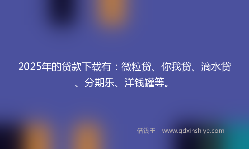 2025年的贷款下载有：微粒贷、你我贷、滴水贷、分期乐、洋钱罐等。