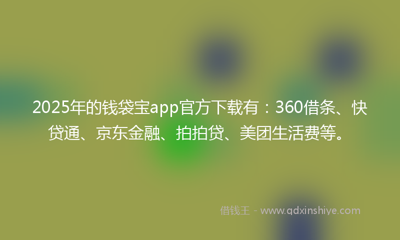 2025年的钱袋宝app官方下载有：360借条、快贷通、京东金融、拍拍贷、美团生活费等。