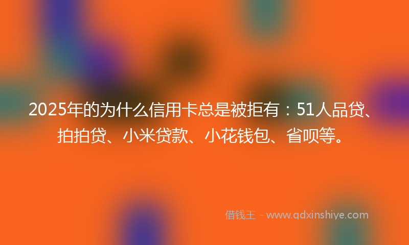 2025年的为什么信用卡总是被拒有：51人品贷、拍拍贷、小米贷款、小花钱包、省呗等。