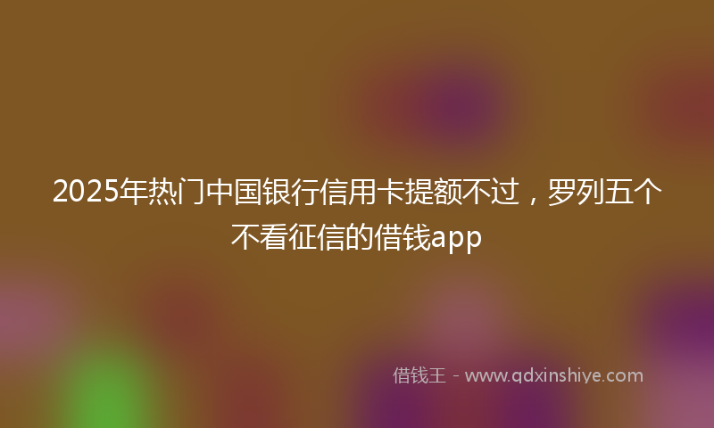 2025年热门中国银行信用卡提额不过，罗列五个不看征信的借钱app