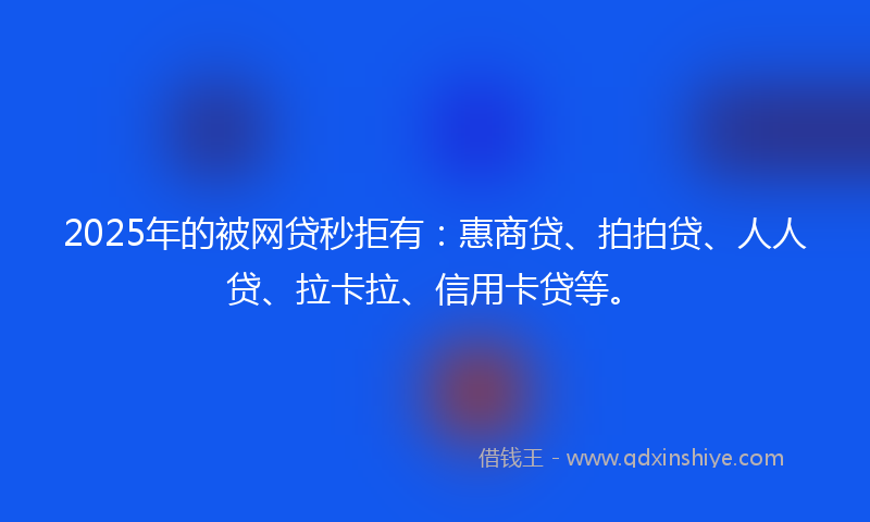 2025年的被网贷秒拒有：惠商贷、拍拍贷、人人贷、拉卡拉、信用卡贷等。