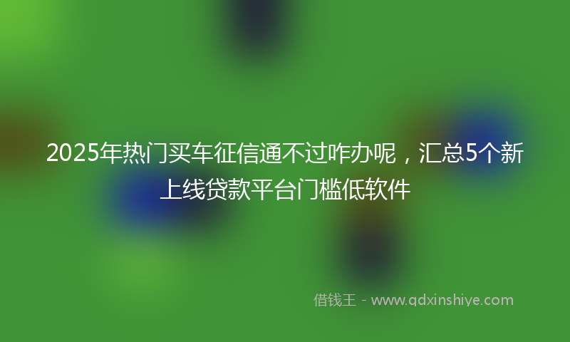 2025年热门买车征信通不过咋办呢，汇总5个新上线贷款平台门槛低软件