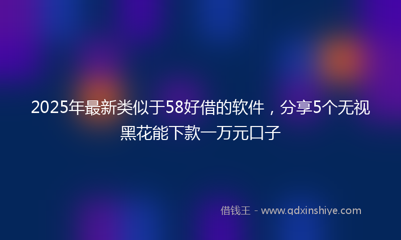 2025年最新类似于58好借的软件，分享5个无视黑花能下款一万元口子