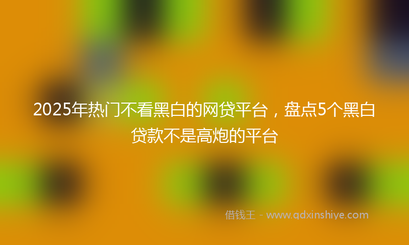2025年热门不看黑白的网贷平台，盘点5个黑白贷款不是高炮的平台