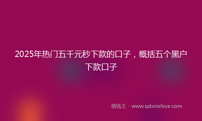 2025年热门五千元秒下款的口子，概括五个黑户下款口子