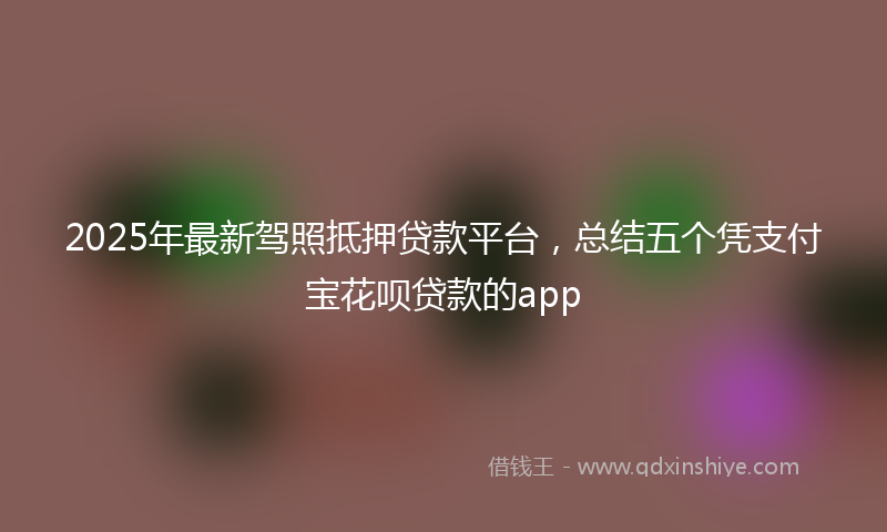 2025年最新驾照抵押贷款平台，总结五个凭支付宝花呗贷款的app