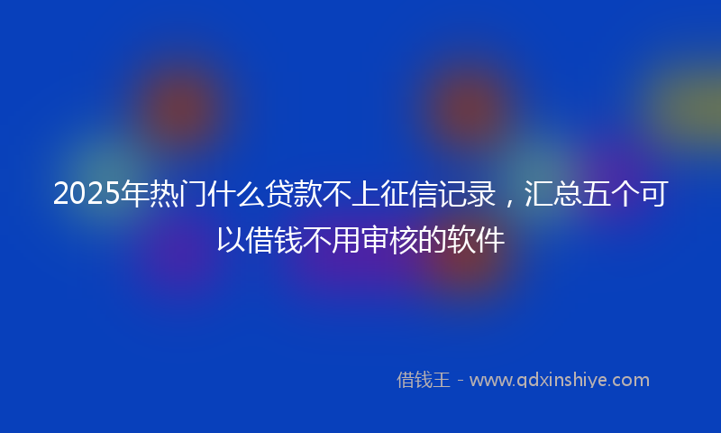 2025年热门什么贷款不上征信记录，汇总五个可以借钱不用审核的软件