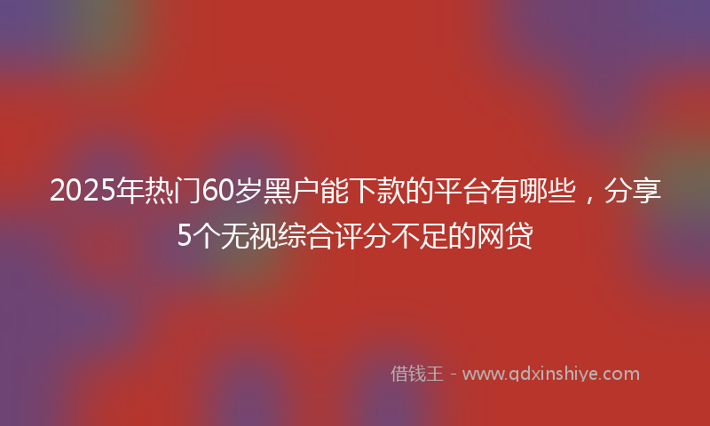 2025年热门60岁黑户能下款的平台有哪些，分享5个无视综合评分不足的网贷
