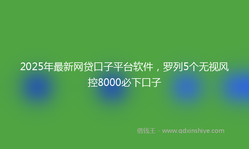2025年最新网贷口子平台软件，罗列5个无视风控8000必下口子