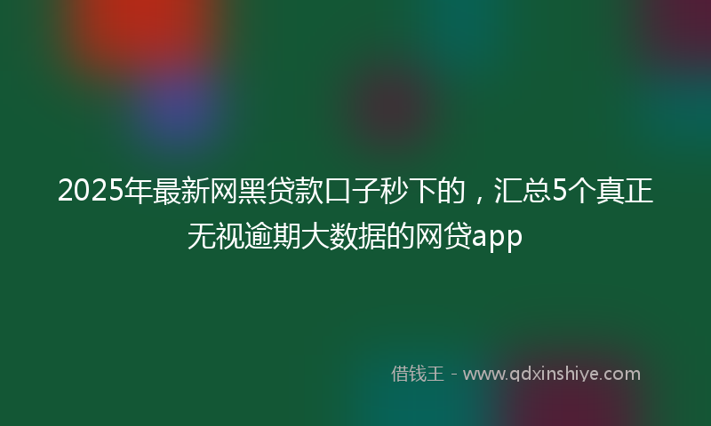 2025年最新网黑贷款口子秒下的，汇总5个真正无视逾期大数据的网贷app