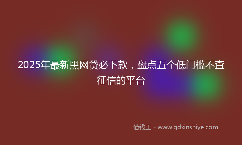 2025年最新黑网贷必下款，盘点五个低门槛不查征信的平台