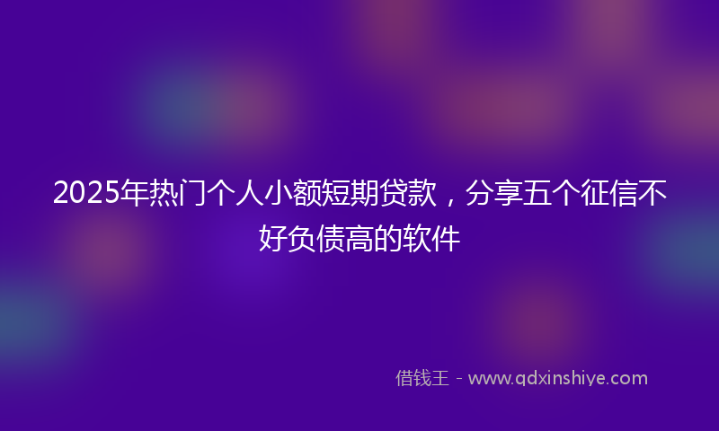 2025年热门个人小额短期贷款，分享五个征信不好负债高的软件