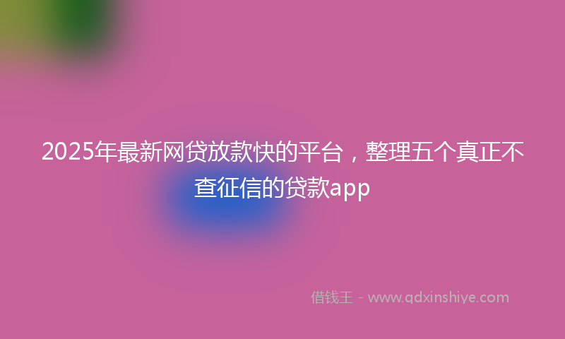 2025年最新网贷放款快的平台，整理五个真正不查征信的贷款app