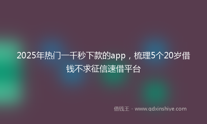 2025年热门一千秒下款的app，梳理5个20岁借钱不求征信速借平台