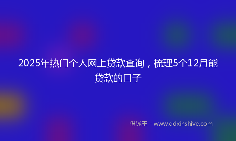 2025年热门个人网上贷款查询，梳理5个12月能贷款的口子