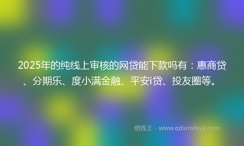 2025年的纯线上审核的网贷能下款吗有：惠商贷、分期乐、度小满金融、平安i贷、投友圈等。