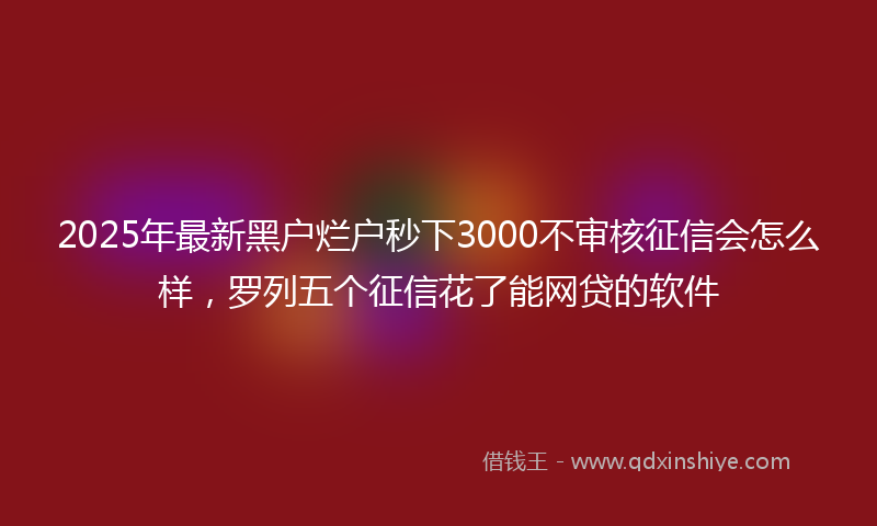 2025年最新黑户烂户秒下3000不审核征信会怎么样，罗列五个征信花了能网贷的软件
