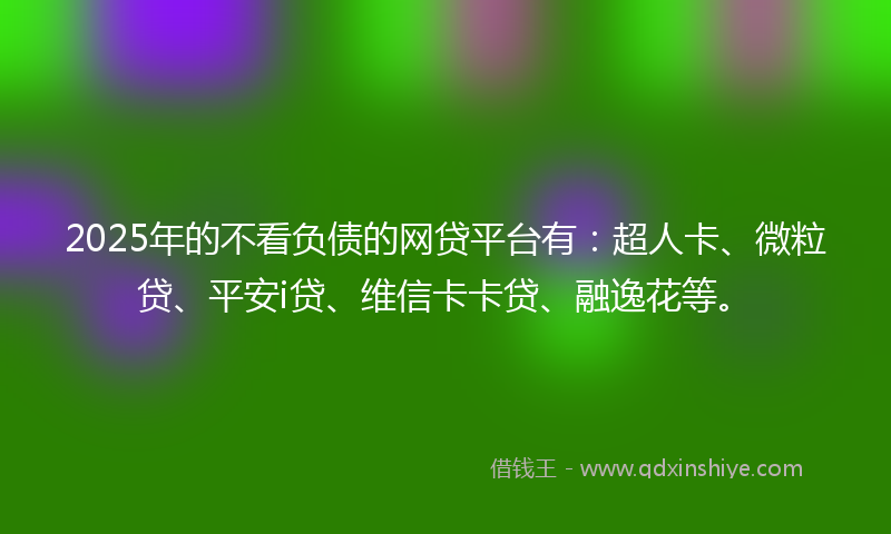 2025年的不看负债的网贷平台有：超人卡、微粒贷、平安i贷、维信卡卡贷、融逸花等。