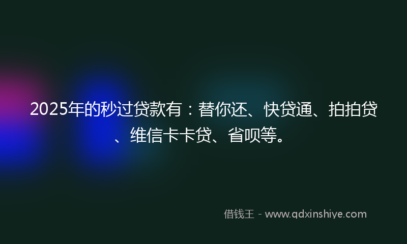 2025年的秒过贷款有：替你还、快贷通、拍拍贷、维信卡卡贷、省呗等。