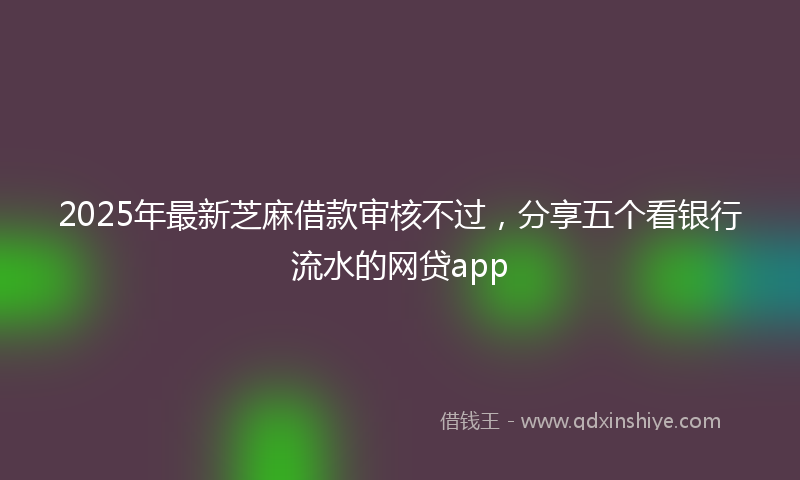 2025年最新芝麻借款审核不过，分享五个看银行流水的网贷app