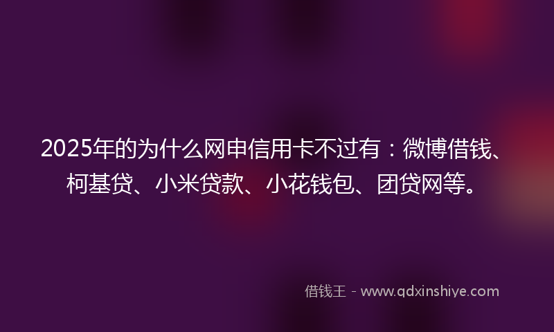 2025年的为什么网申信用卡不过有：微博借钱、柯基贷、小米贷款、小花钱包、团贷网等。