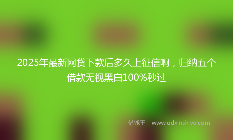 2025年最新网贷下款后多久上征信啊，归纳五个借款无视黑白100%秒过