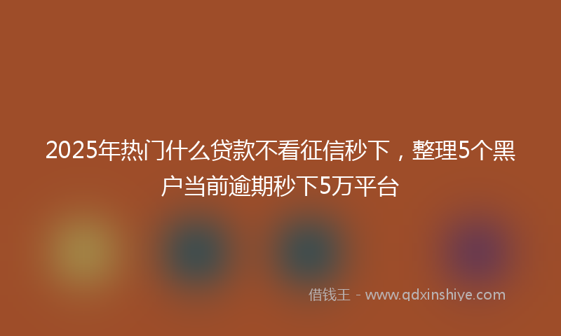 2025年热门什么贷款不看征信秒下，整理5个黑户当前逾期秒下5万平台