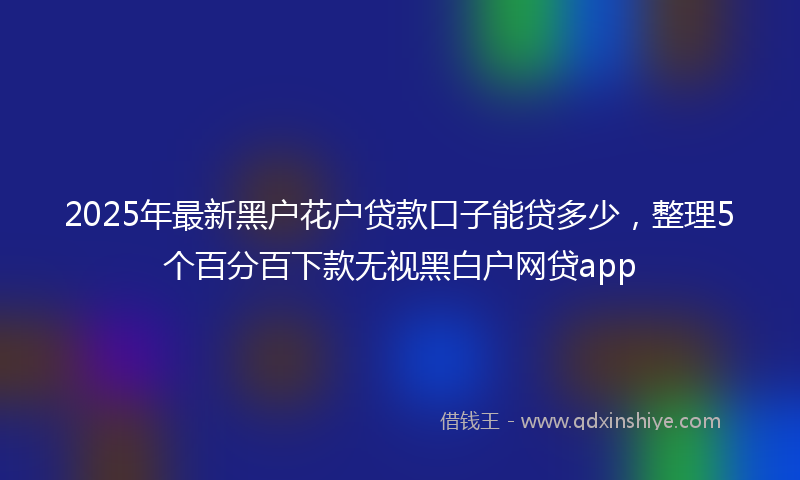 2025年最新黑户花户贷款口子能贷多少，整理5个百分百下款无视黑白户网贷app