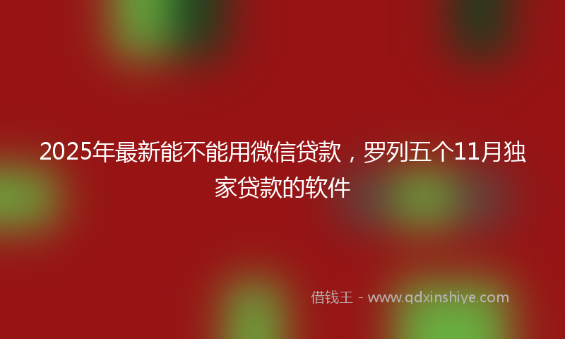 2025年最新能不能用微信贷款，罗列五个11月独家贷款的软件
