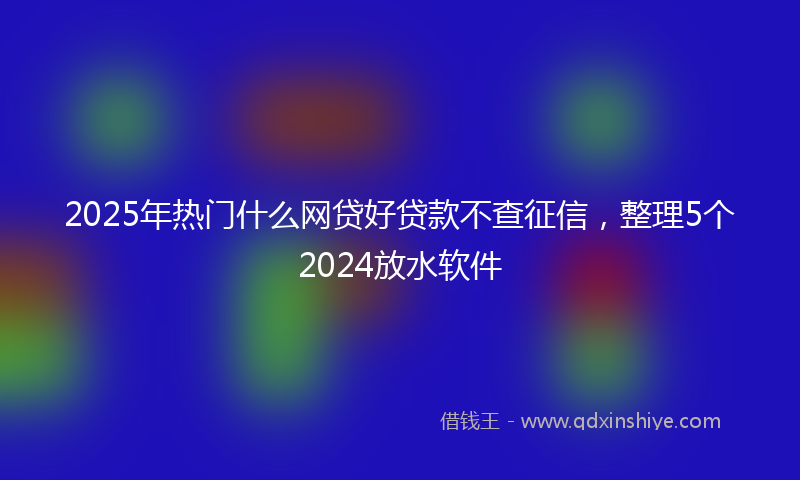 2025年热门什么网贷好贷款不查征信，整理5个2024放水软件