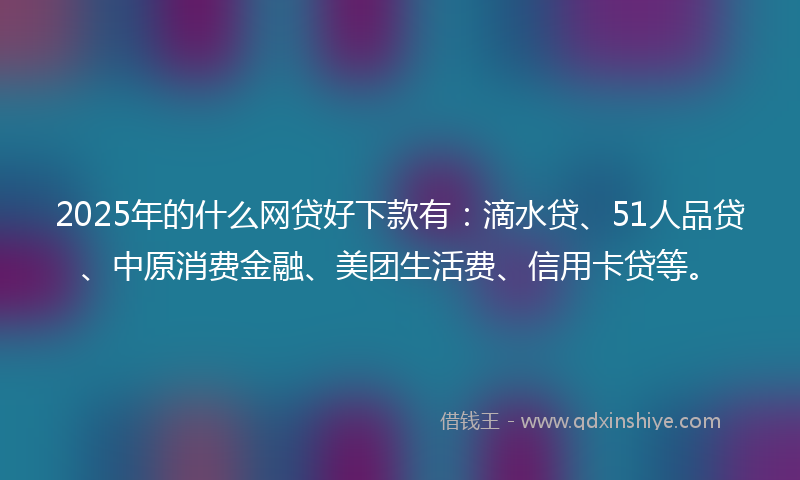 2025年的什么网贷好下款有：滴水贷、51人品贷、中原消费金融、美团生活费、信用卡贷等。