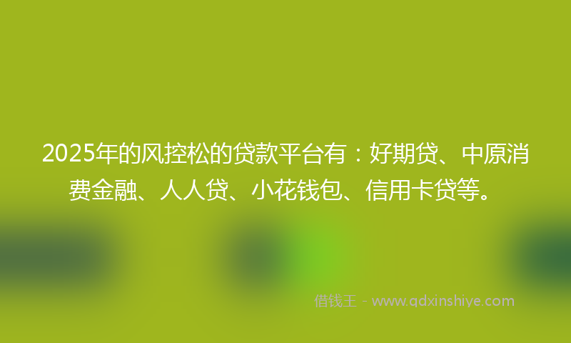 2025年的风控松的贷款平台有:好期贷、中原消费金融、人人贷、小花钱包、信用卡贷等。